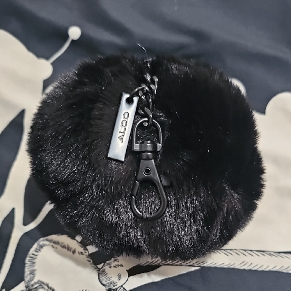 ALDO Black Faux Fur Keychain Accessory